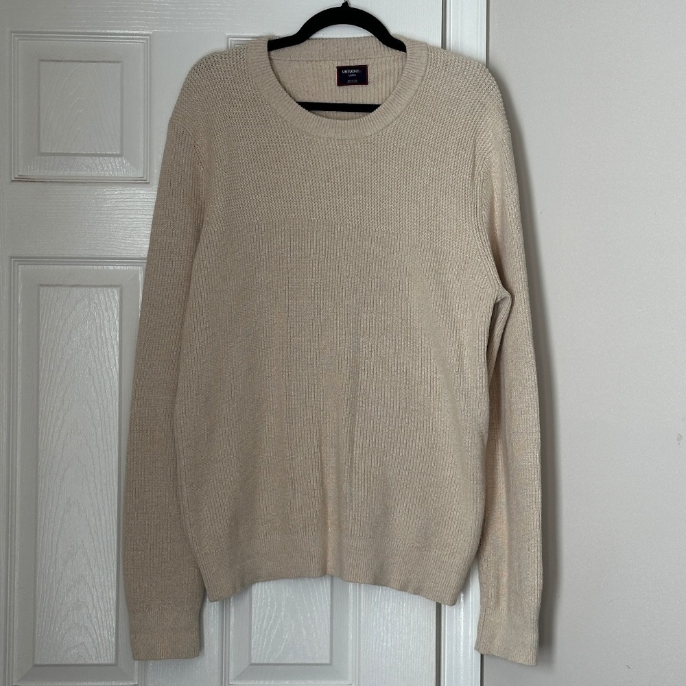 UNTUCKit Seaver Knit Sweater Men’s Pullover Oatmeal Beige Size Large Cotton